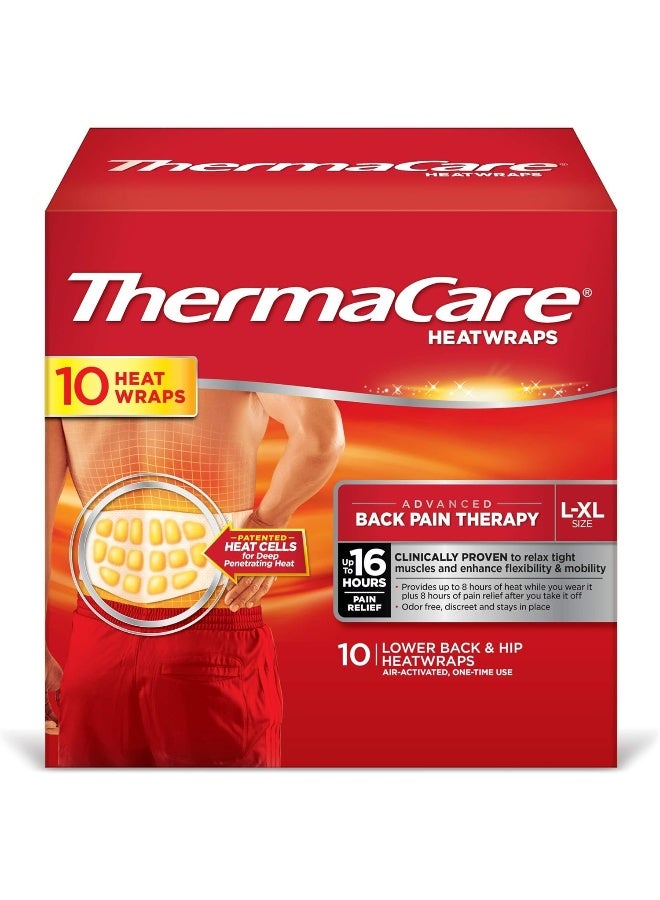 ThermaCare Portable Heating Pad, Neck & Back Pain Relief Patches, X/XL Heat Wraps, 10 Count
